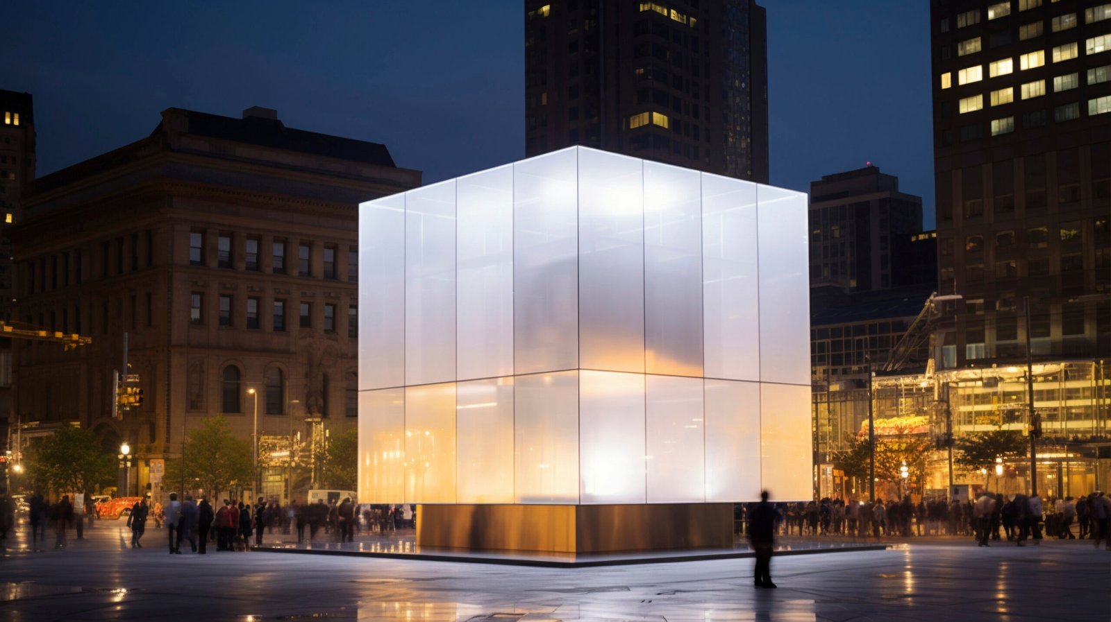 3d rendering cube building scaled 1