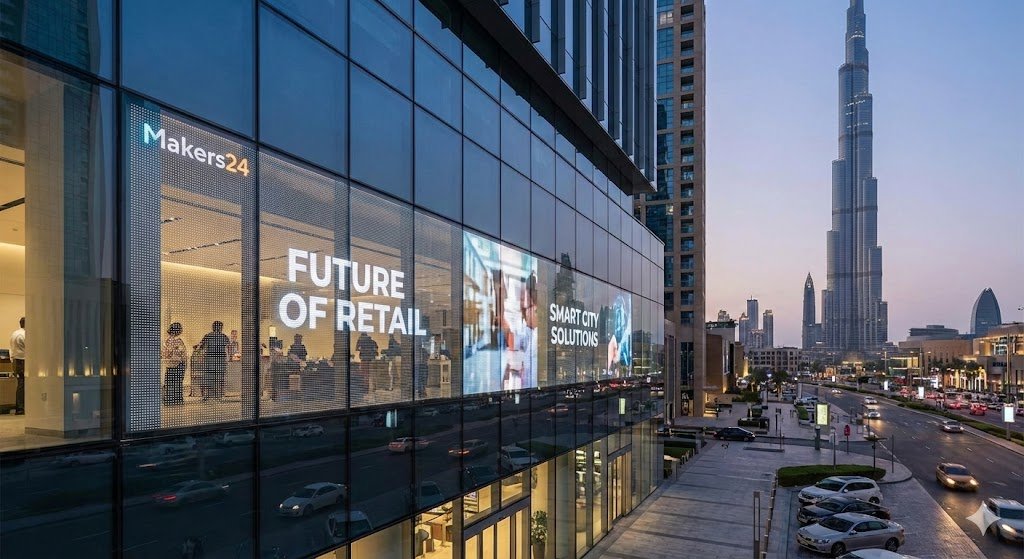 Transparent LED Screens in UAE – Modern See-Through LED Display Solutions by Makers24