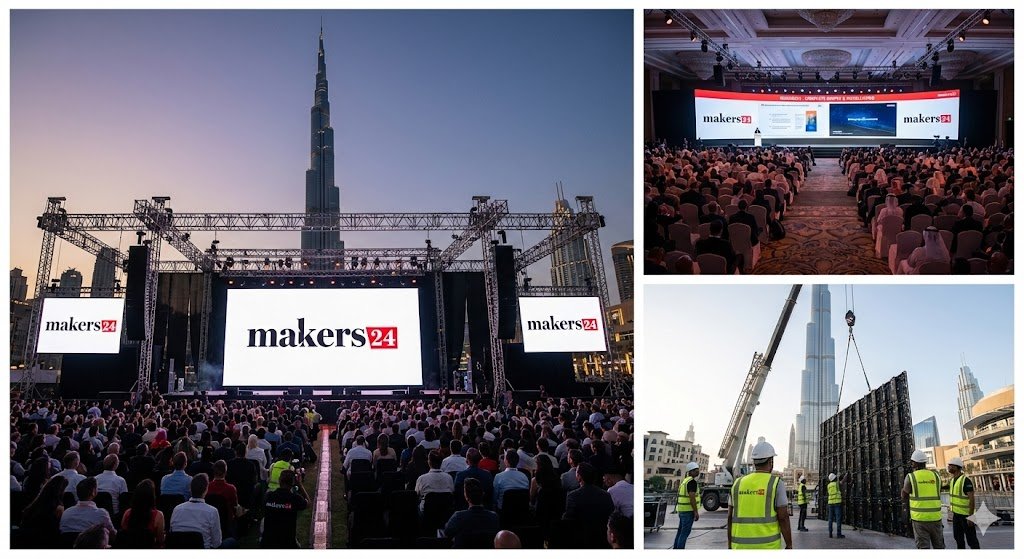 شاشات LED للفعاليات في الإمارات – توريد وتركيب متكامل من Makers24