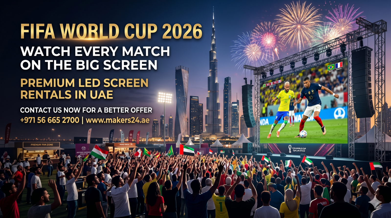 FIFA World Cup 2026 LED Screen Rental in UAE – Contact Us Now for a Better Offer