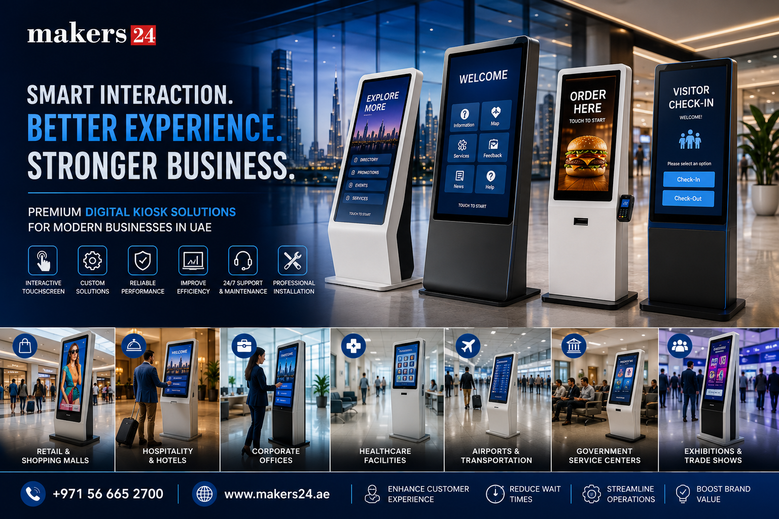 Best Digital Kiosk Solutions in UAE – Smart Interactive Kiosks by Makers24