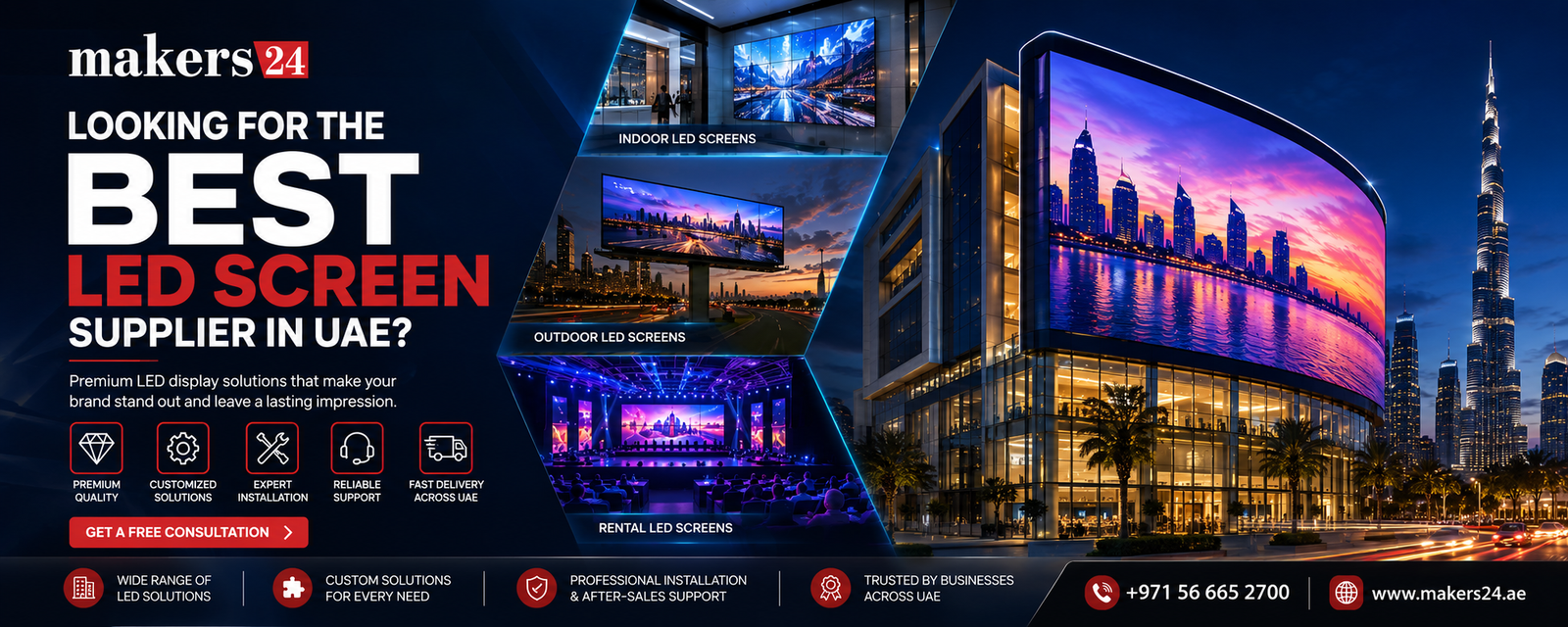 Looking for the Best LED Screen Supplier in UAE Discover the Makers24 Difference