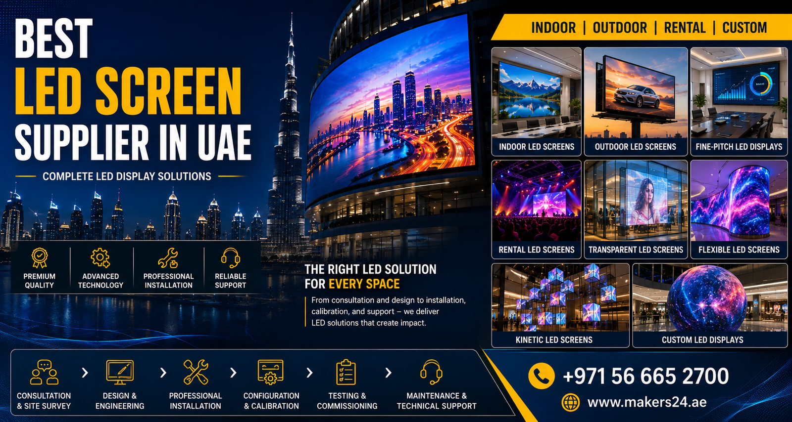 Best LED Screen Supplier in UAE – Complete LED Display Solutions by Makers24