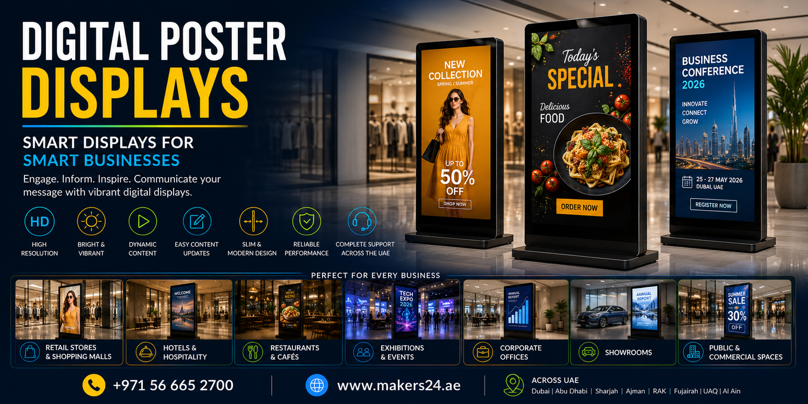 Digital Poster Displays in UAE – Smart Digital Advertising Solutions Makers24