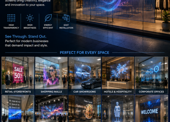 Transparent LED Screens in UAE – Modern Glass Display Solutions by Makers24