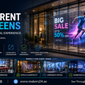 Transparent LED Screens in UAE – Turn Glass into a Digital Experience